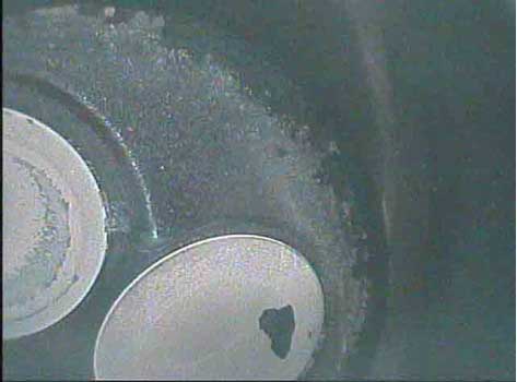 Image of minor burn marks and deposits taken by a VJ-Advance video borescope during an automotive engine inspection