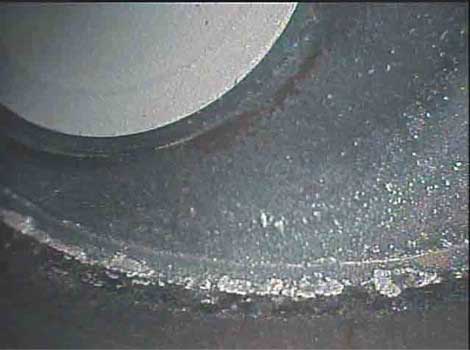 Close up image of valve seating in good condition taken by a VJ-Advance video borescope during an automotive engine inspection