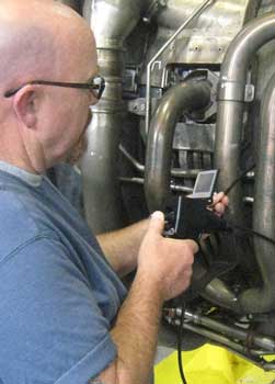 King Air- PT6 Inspection with a VJ-Advance Video Borescope. This is a Boeing 747 at the Kalitta Air Engine Center.
