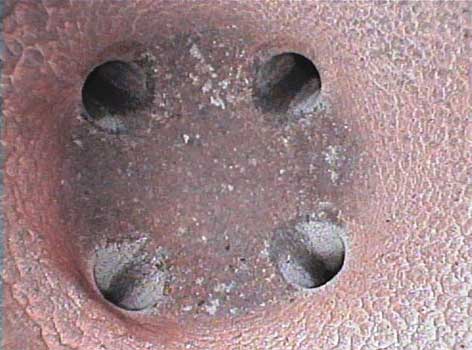 Image of Combustion Chamber Corrosion taken by a VJ-Advance video borescope.