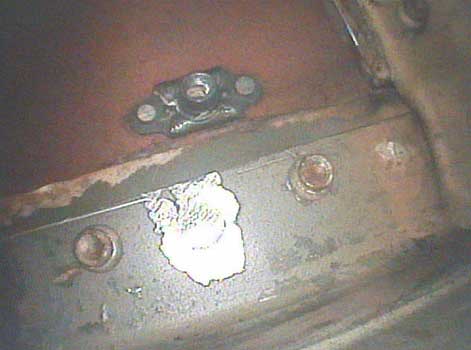 Image of airframe corrosion taken by a VJ-Advance video borescope during a standard airframe borescope inspection.