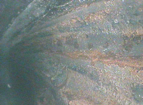 Image taken by the VJ-Advance video borescope during a downhole motor inspection.