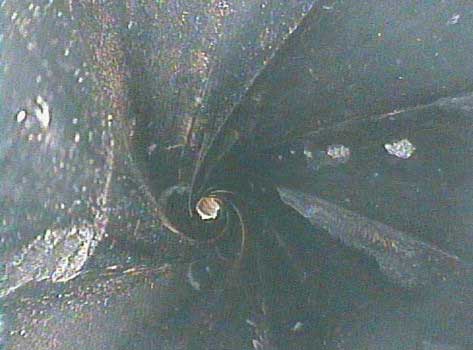 Image of pitting and degradation of the stator taken by the VJ-Advance video borescope during an inspection.