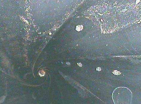 Image of a Downhole Motor Stator that indicates its useful life remaining is only around 50 hours taken by the VJ-Advance video borescope during an inspection.