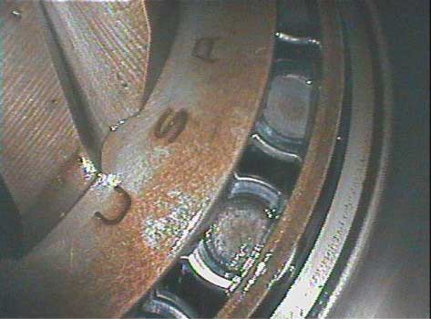Image taken with a VJ-Advance video borescope during a Roller Bearing Inspection
