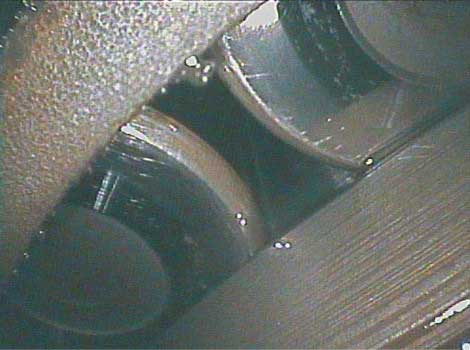 Image of the bearing surface area taken with a VJ-Advance video borescope during a Roller Bearing Inspection