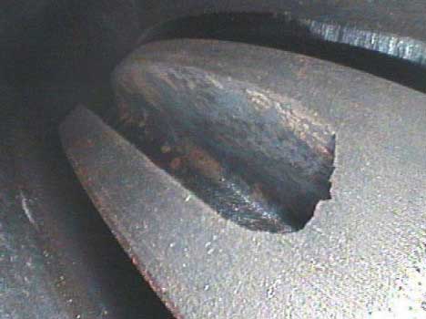 Image of a pulley slot that is clear and deburred taken by a VJ-Advance video borescope during an inspection.
