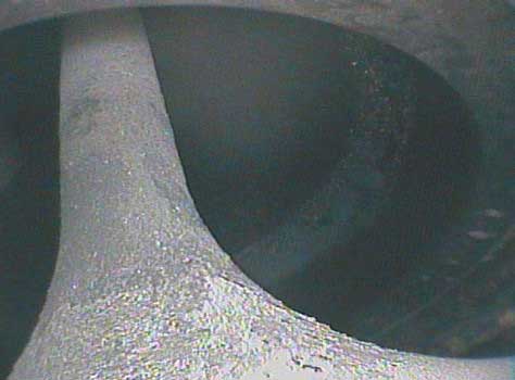Image of a valve stem taken by a VJ-Advance video borescope during a Waukeshaw 7042 Inspection