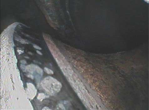 Image of valve deposits taken by a VJ-Advance video borescope during a Waukeshaw 7042 Inspection