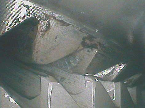 Rack gear corrosion inspection as shown through a VJ-Advance video borescope