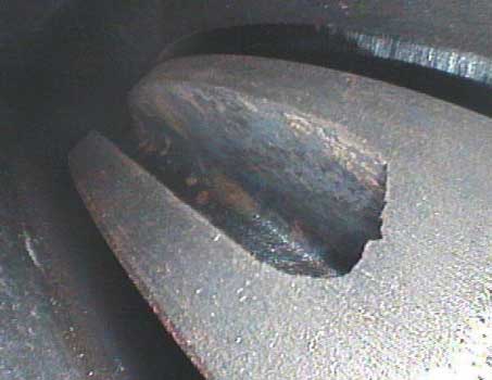 Engine crank case seen during an inspection as shown through a VJ-Advance video borescope