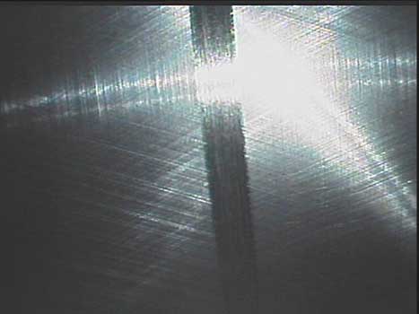 Cylinder wall scortch mark as seen through a VJ-Advance video borescope