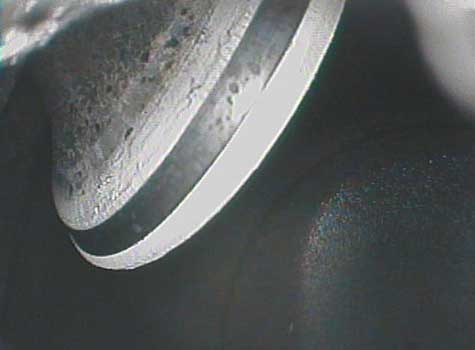 Intake valve spotting and scorch marks as seen through a VJ-Advance video borescope