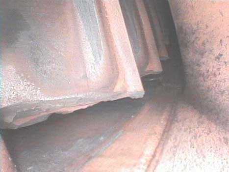 Damaged turbine blades that are close to the spec limit as seen through a VJ-Advance video borescope