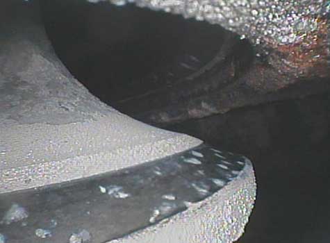 Intake valve seat as shown by a VJ-Advance video borescope