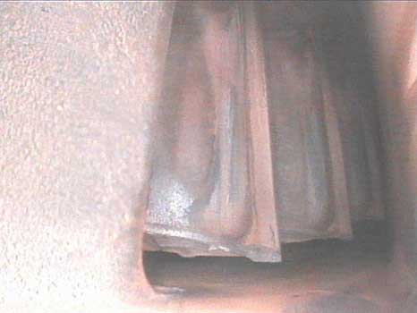 Image of turbine blades taken with a VJ-Advance video borescope during a Solar Turbine inspection