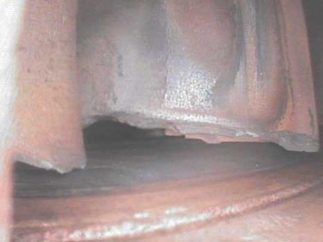 Image of a blade damage taken with a VJ-Advance video borescope during a Solar Turbine inspection